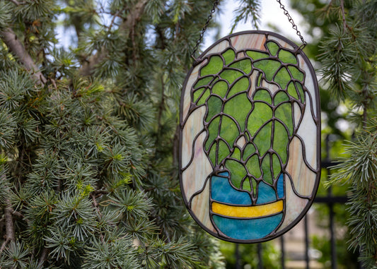 Alocasia Oval • Stained Glass Pattern • Digital Download • HOBBY LICENSE