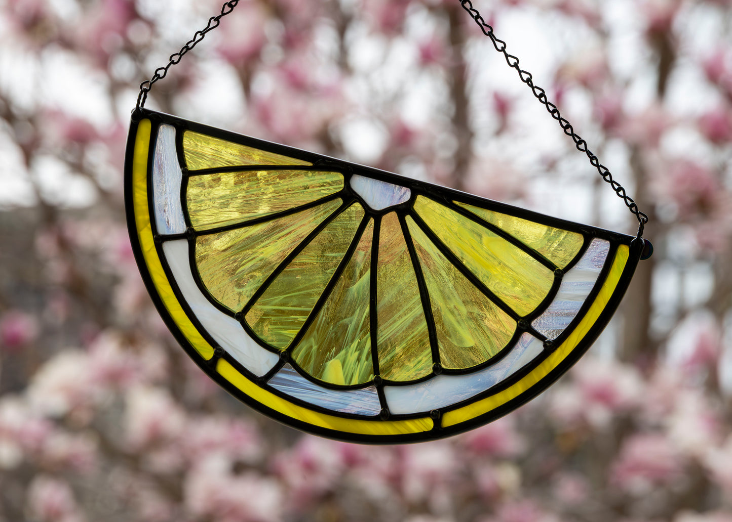 CITRUS SLICE "LEMON" • Stained Glass Art • Suncatcher