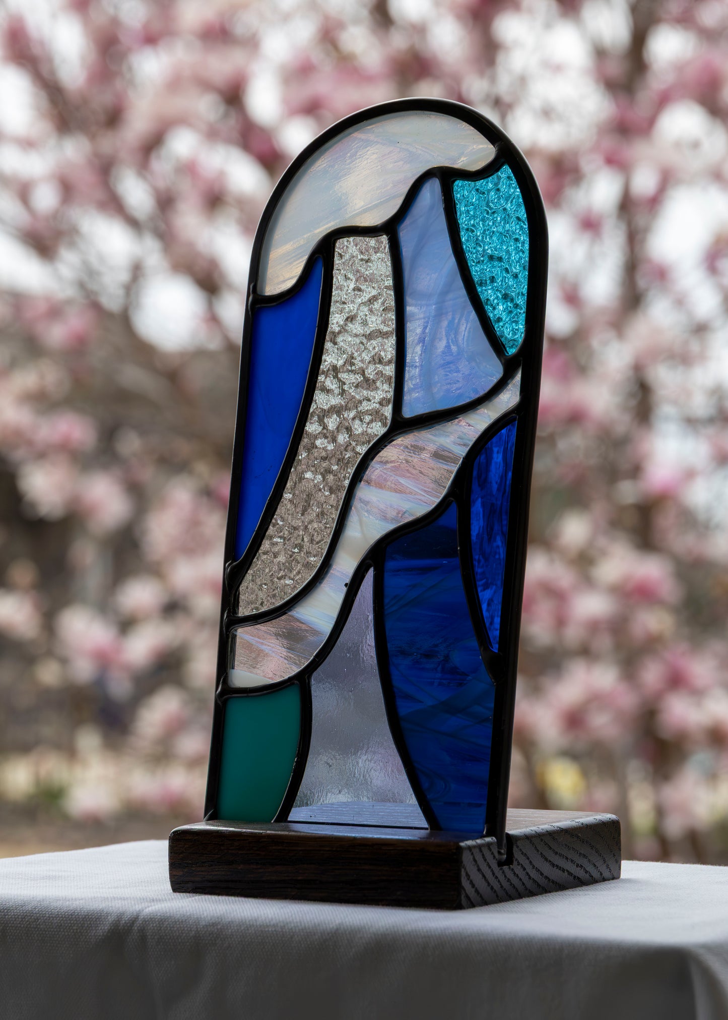 ARCH "WATER" • Stained Glass Art • Freestanding Panel