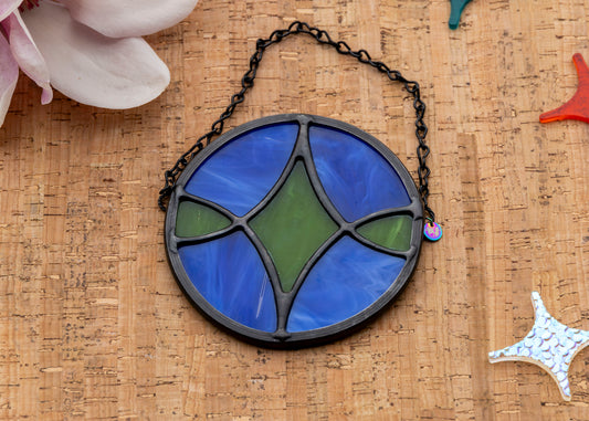 STARSTRUCK SUNCATCHER "BLUE GREEN" • Stained Glass Art • Suncatcher