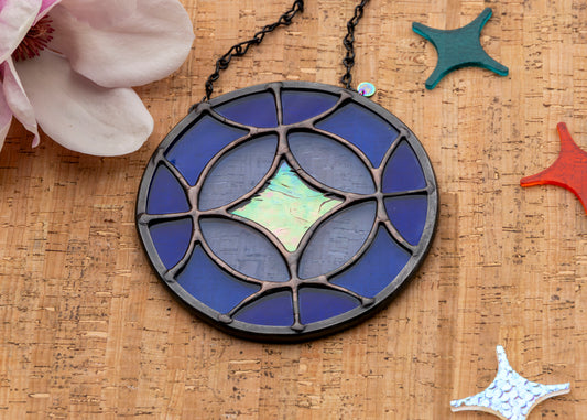COSMIC CIRCLE "BLUE" • Stained Glass Art • Suncatcher