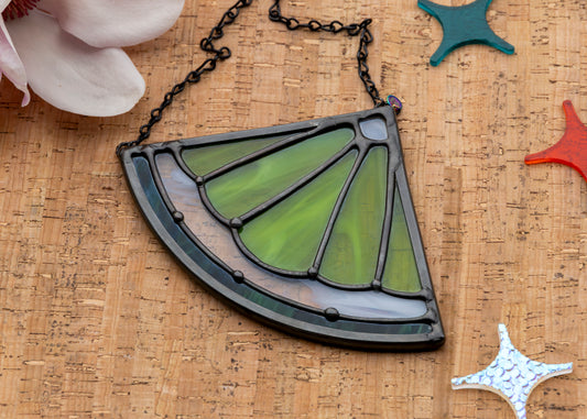 CITRUS WEDGE "LIME" • Stained Glass Art • Suncatcher