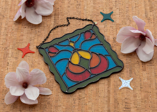 LOVEBUG STAMP "RAINBOW" • Stained Glass Art • Suncatcher