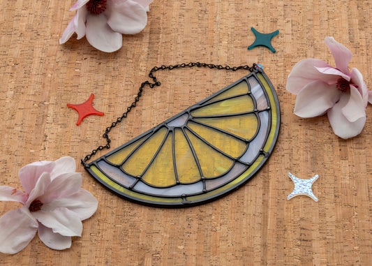 CITRUS SLICE "LEMON" • Stained Glass Art • Suncatcher