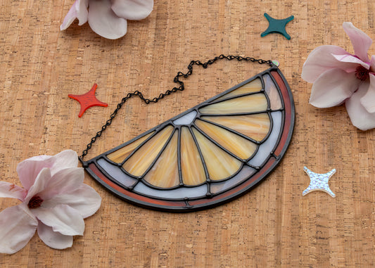 CITRUS SLICE "ORANGE" • Stained Glass Art • Suncatcher