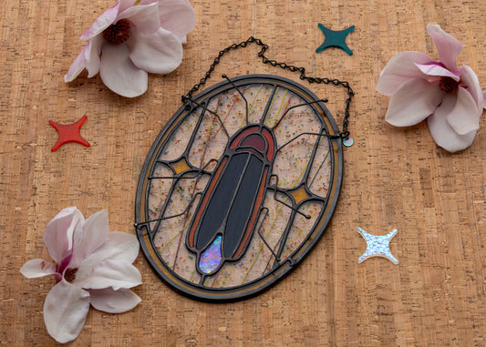 LIGHTNING BUG "RAINBOW" • Stained Glass Art • Window Hanging
