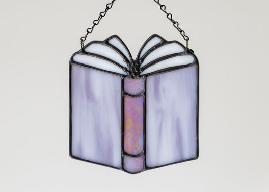BOOK SUNCATCHER "PURPLE" • Stained Glass Art • Suncatcher