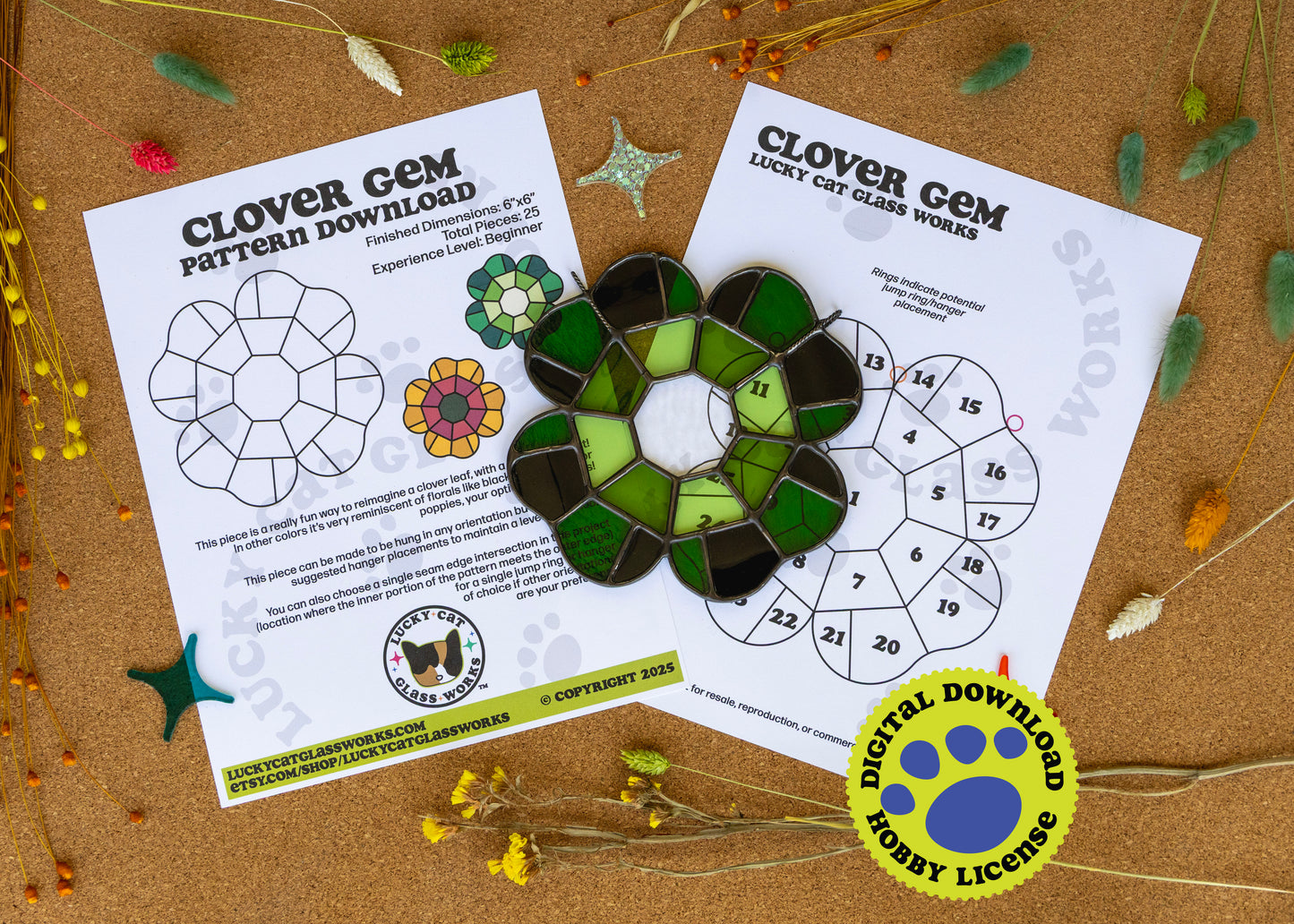 Clover Gem • Stained Glass Pattern • Digital Download • HOBBY LICENSE