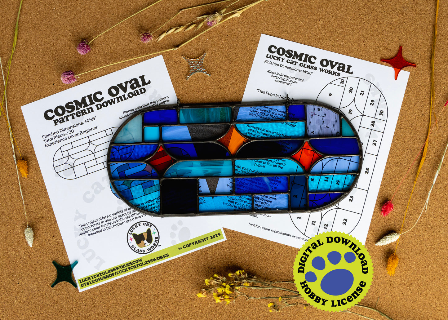 Cosmic Oval • Stained Glass Pattern • Digital Download • HOBBY LICENSE