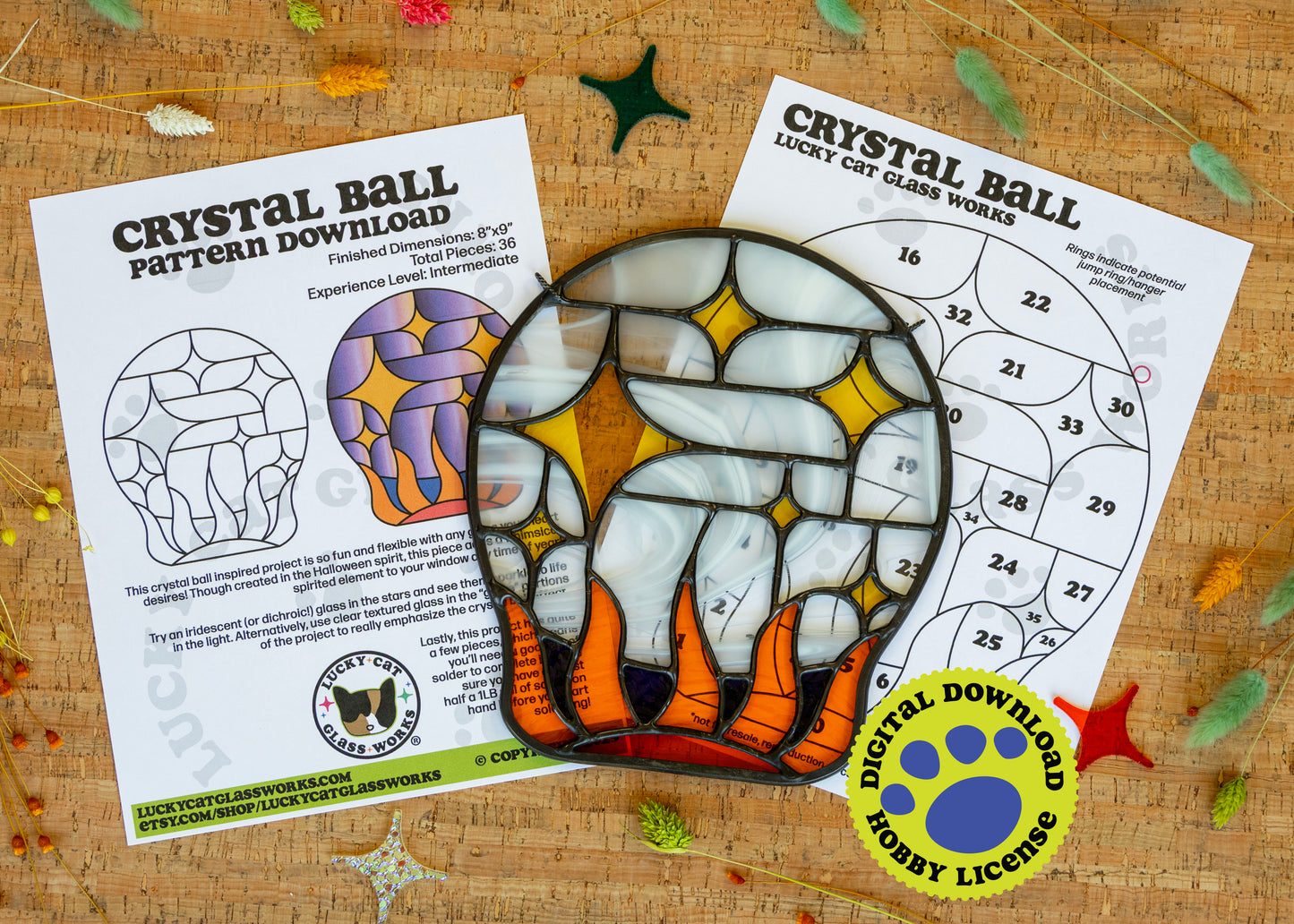 Crystal Ball • Stained Glass Pattern • Digital Download • HOBBY LICENSE