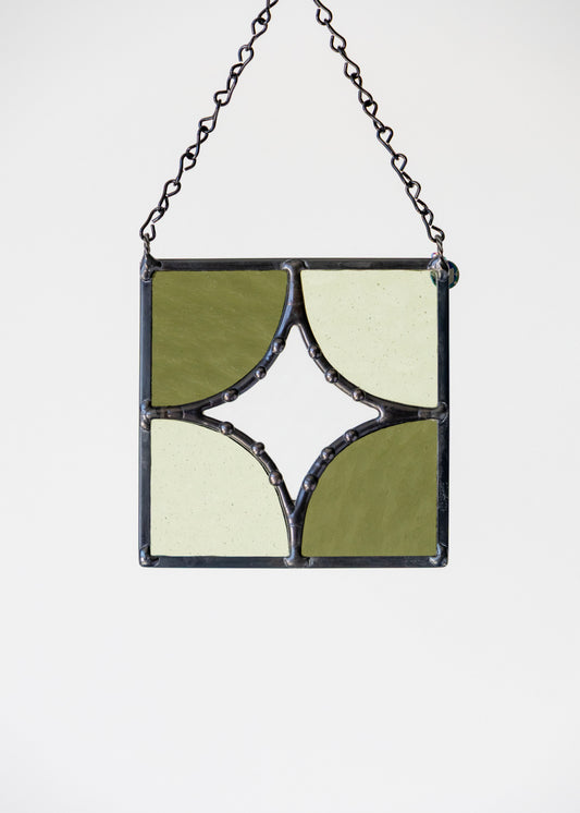 FIVE PIECE STAR "DARK GREEN" • Stained Glass Art • Suncatcher