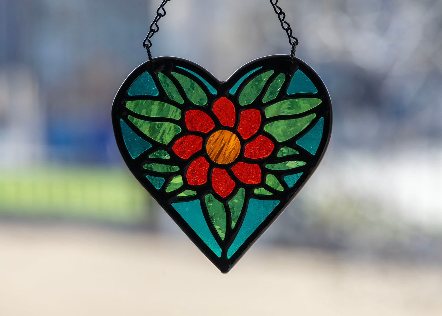 Flower Heart • Stained Glass Pattern • Digital Download • HOBBY LICENSE