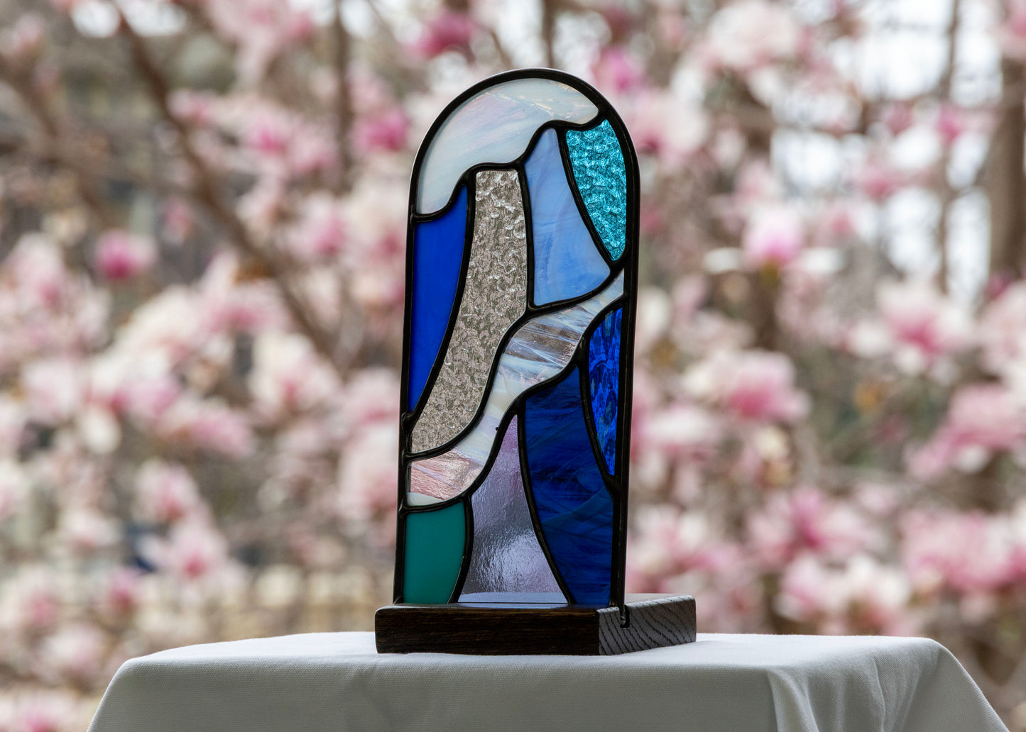 ARCH "WATER" • Stained Glass Art • Freestanding Panel