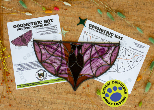 Geometric Bat • Stained Glass Pattern • Digital Download • HOBBY LICENSE