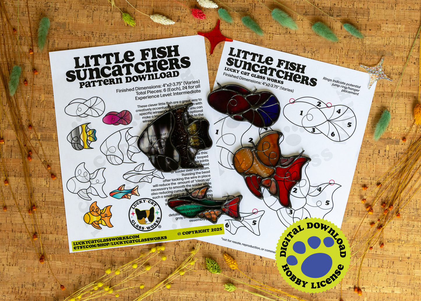 Little Fish Suncatchers • Stained Glass Pattern • Digital Download • HOBBY LICENSE