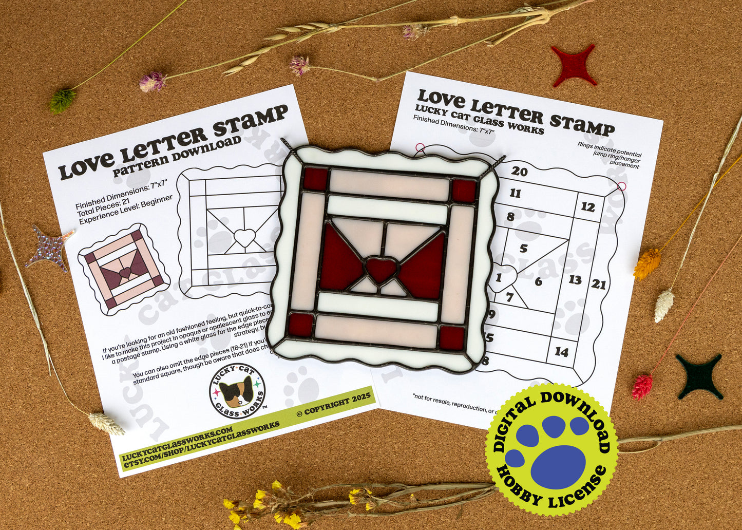 Love Letter Stamp • Stained Glass Pattern • Digital Download • HOBBY LICENSE