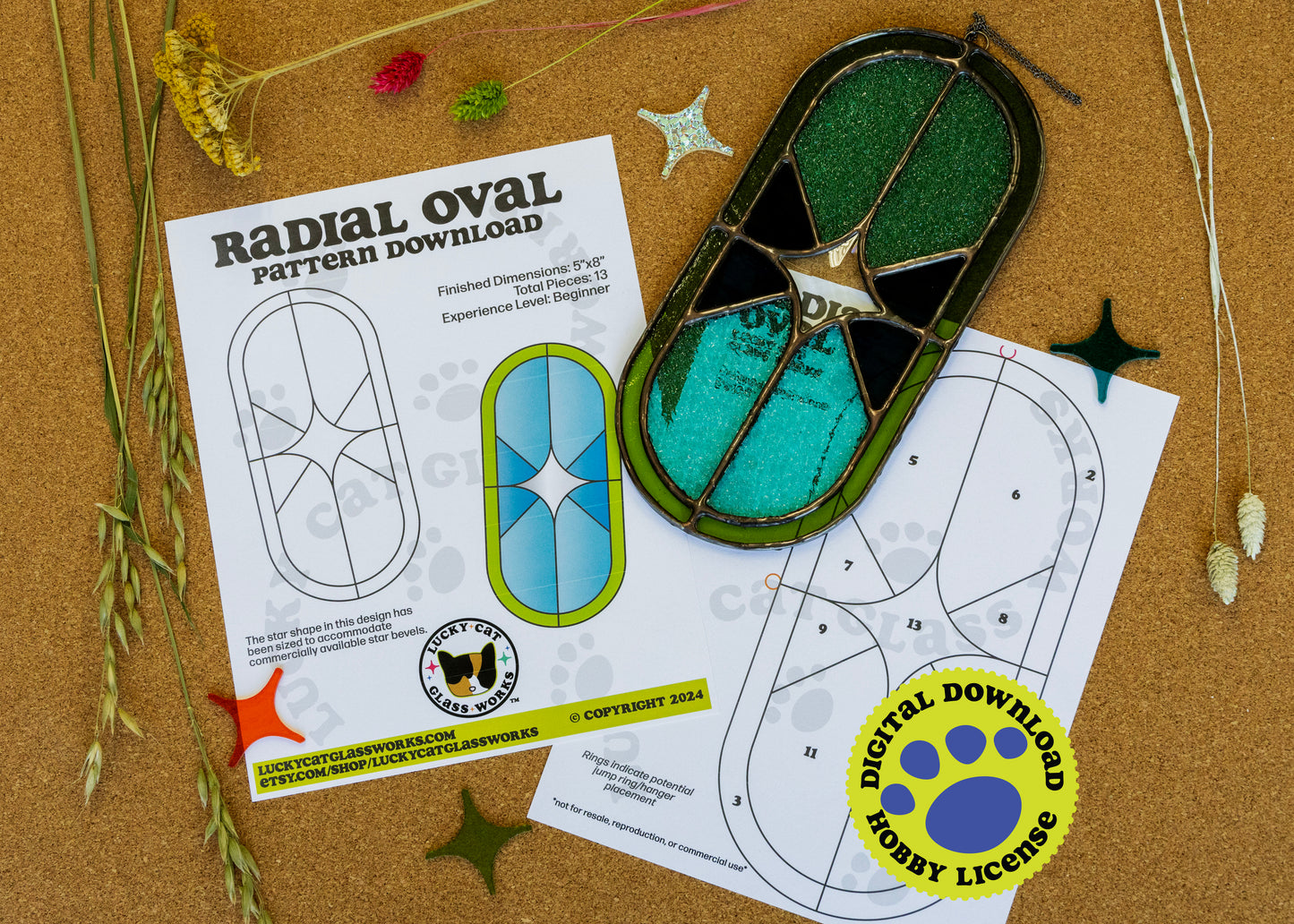 Radial Oval • Stained Glass Pattern • Digital Download • HOBBY LICENSE