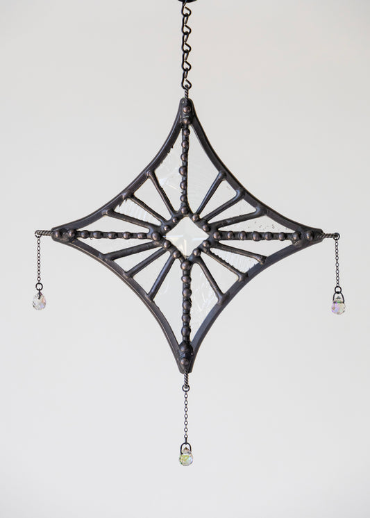 SMALL STARLIGHT SUNCATCHER "CLEAR" • Stained Glass Art • Suncatcher