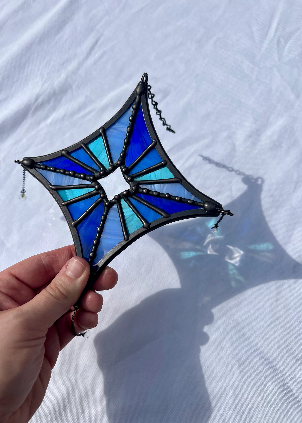 SMALL STARLIGHT SUNCATCHER "BLUE" • Stained Glass Art • Suncatcher