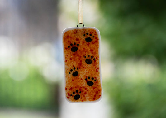 SMALL WALKING PAWS "WARM MIX" • Fused Glass Art