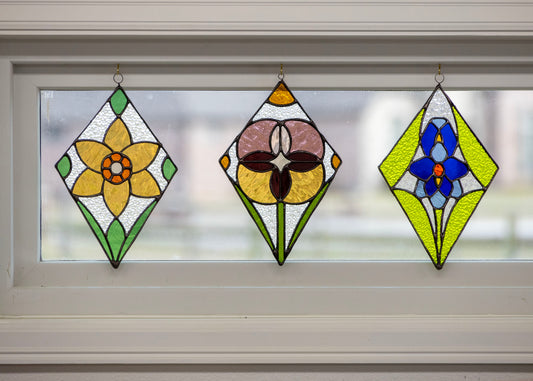 Three Spring Flowers • Pattern Bundle (3 Projects) • Stained Glass Patterns • Digital Download • HOBBY LICENSE