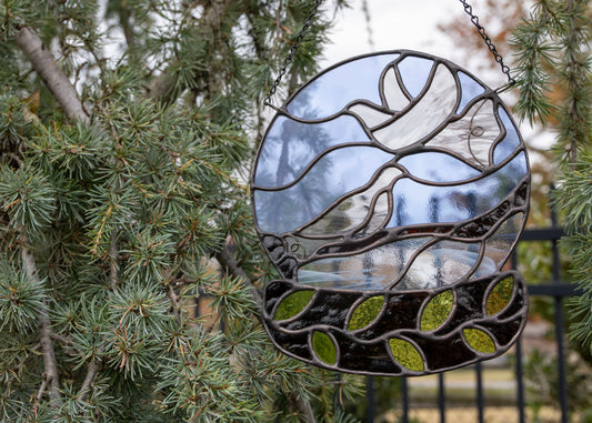 Turtle Dove Snow Globe • Stained Glass Pattern • Digital Download • HOBBY LICENSE