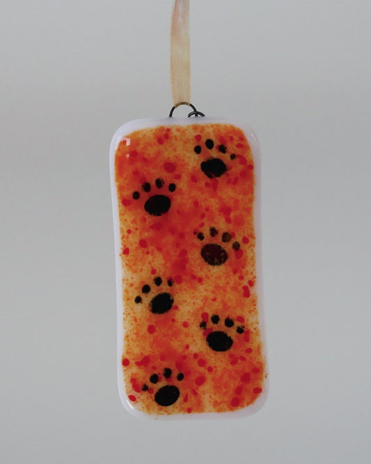 SMALL WALKING PAWS "WARM MIX" • Fused Glass Art