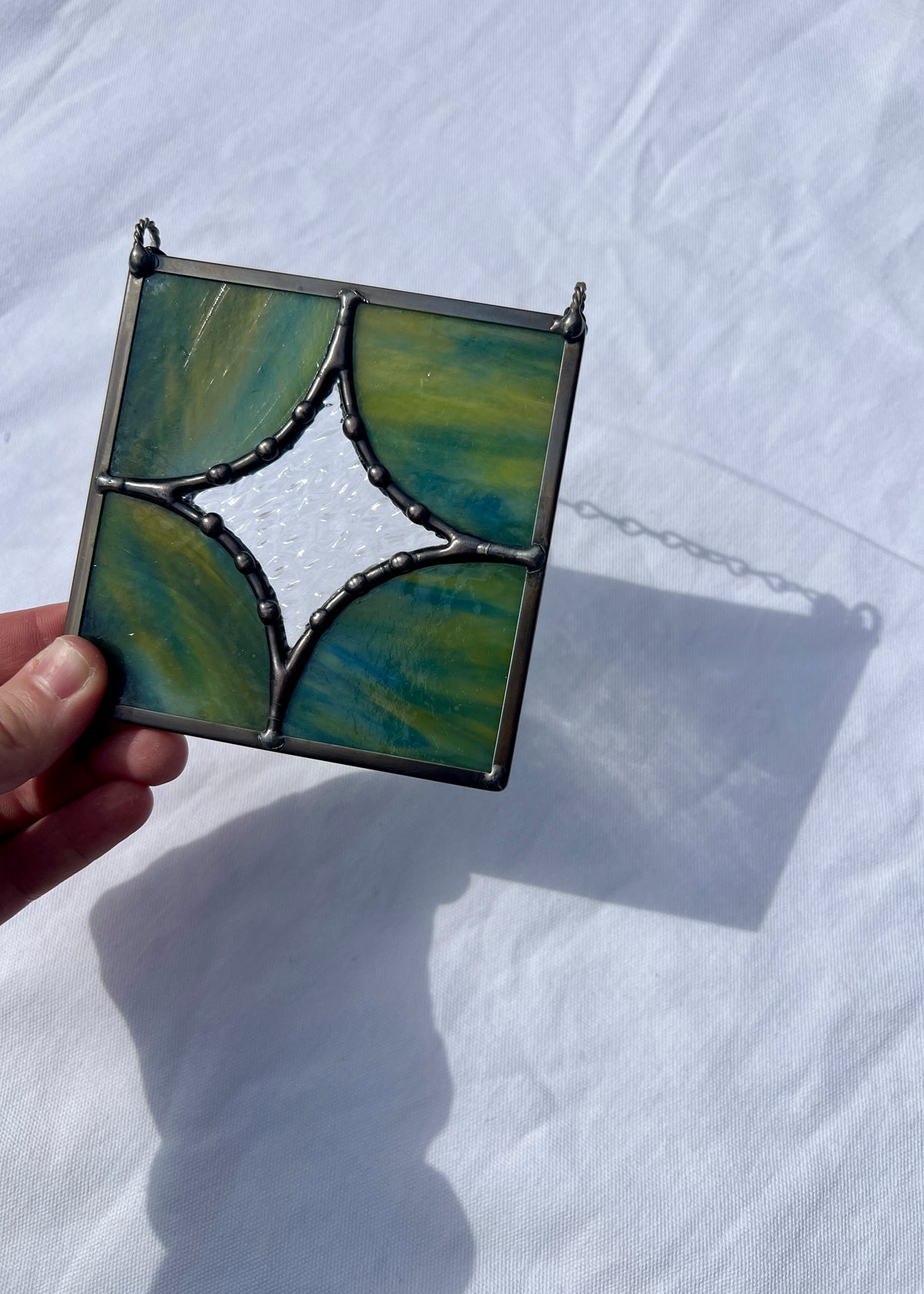 FIVE PIECE STAR "SWAMPY GREEN" • Stained Glass Art • Suncatcher