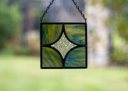 FIVE PIECE STAR "SWAMPY GREEN" • Stained Glass Art • Suncatcher