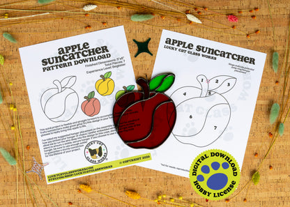 Apple Suncatcher • Stained Glass Pattern • Digital Download • HOBBY LICENSE
