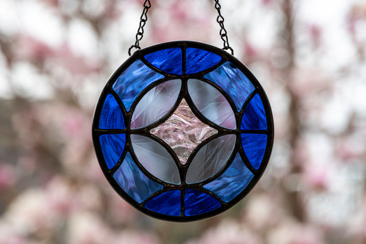 COSMIC CIRCLE "BLUE" • Stained Glass Art • Suncatcher
