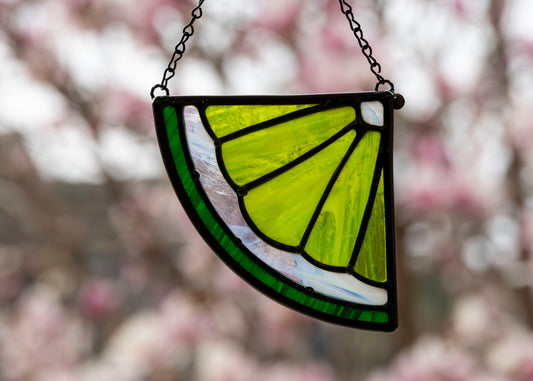 CITRUS WEDGE "LIME" • Stained Glass Art • Suncatcher