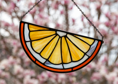CITRUS SLICE "ORANGE" • Stained Glass Art • Suncatcher