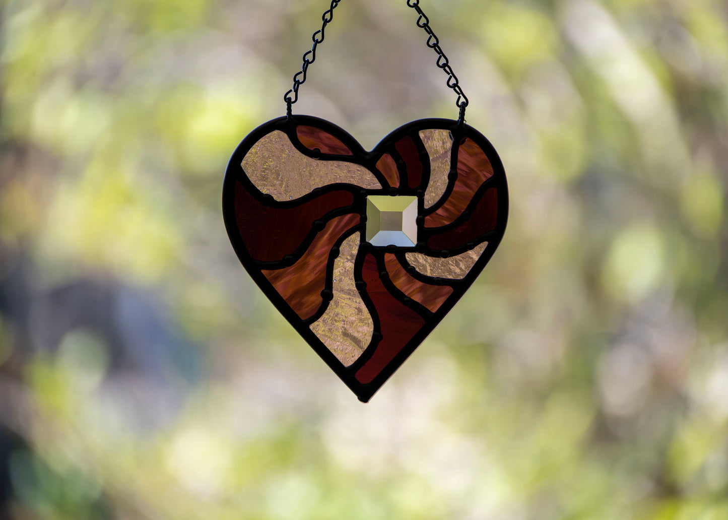 BEAMING HEART "PURPLE MIX" • Stained Glass Art • Suncatcher