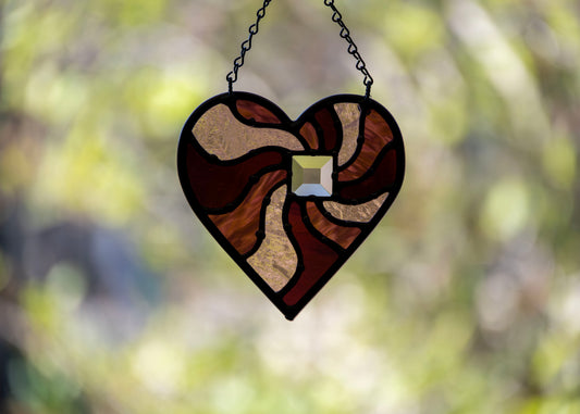 BEAMING HEART "PURPLE MIX" • Stained Glass Art • Suncatcher
