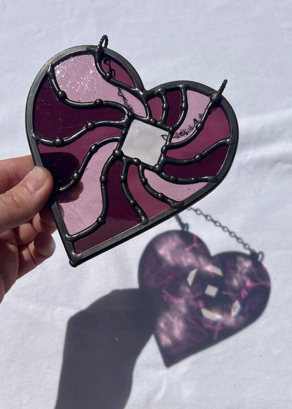 BEAMING HEART "PURPLE MIX" • Stained Glass Art • Suncatcher