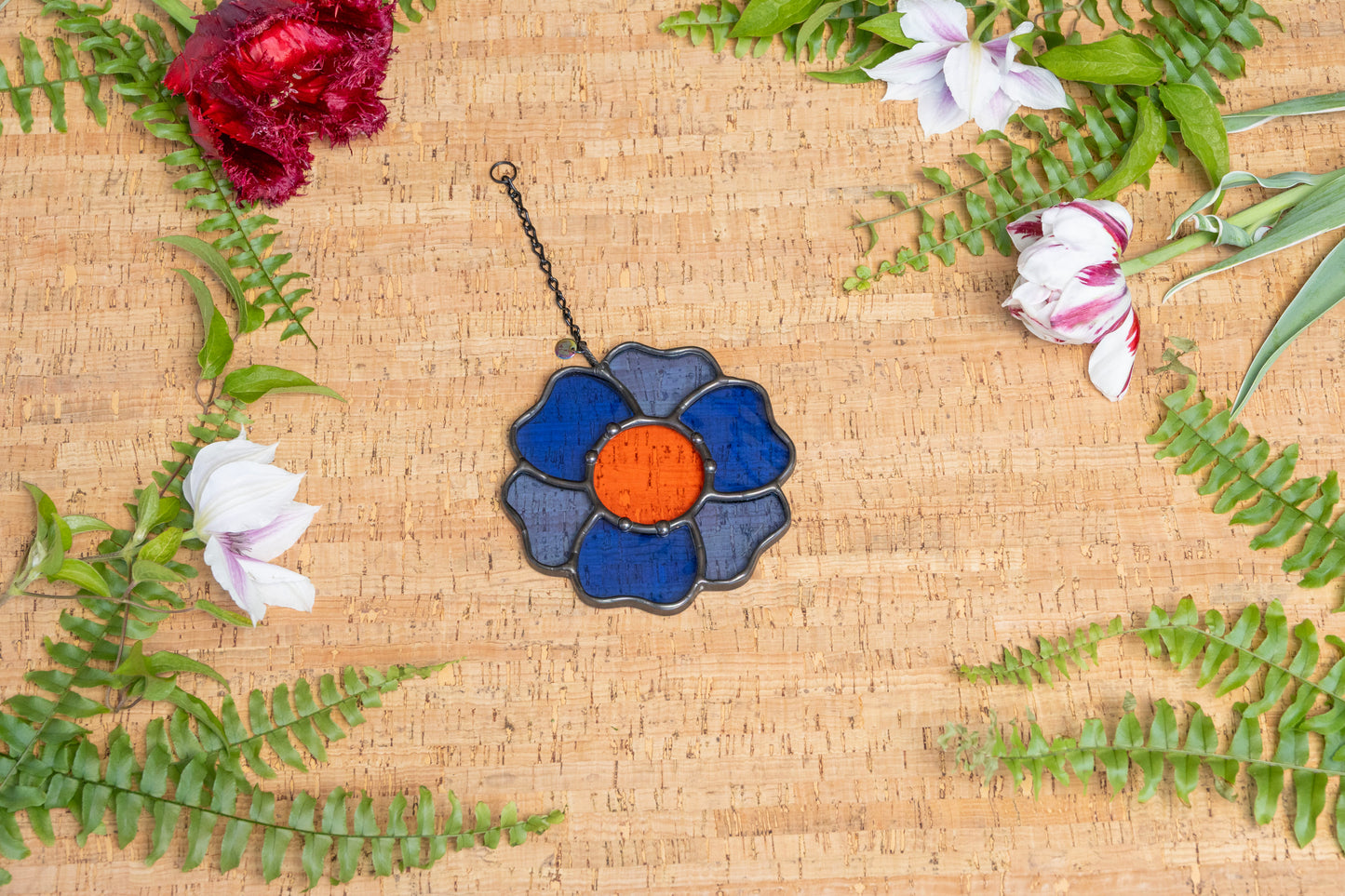BLOSSOM SUNCATCHER "BLUE" • Stained Glass Art • Suncatcher