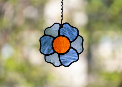 BLOSSOM SUNCATCHER "BLUE" • Stained Glass Art • Suncatcher