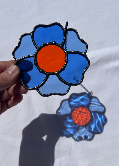 BLOSSOM SUNCATCHER "BLUE" • Stained Glass Art • Suncatcher