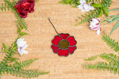 BLOSSOM SUNCATCHER "RED" • Stained Glass Art • Suncatcher