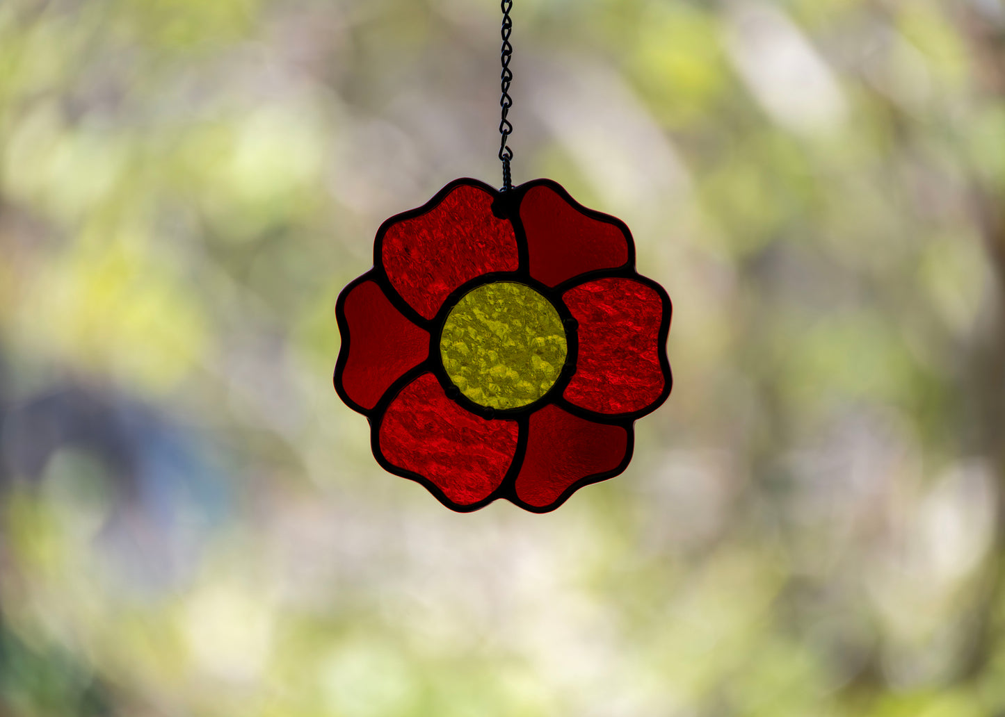 BLOSSOM SUNCATCHER "RED" • Stained Glass Art • Suncatcher