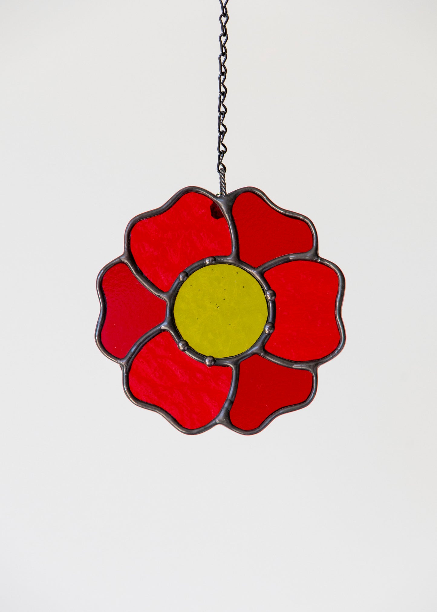 BLOSSOM SUNCATCHER "RED" • Stained Glass Art • Suncatcher