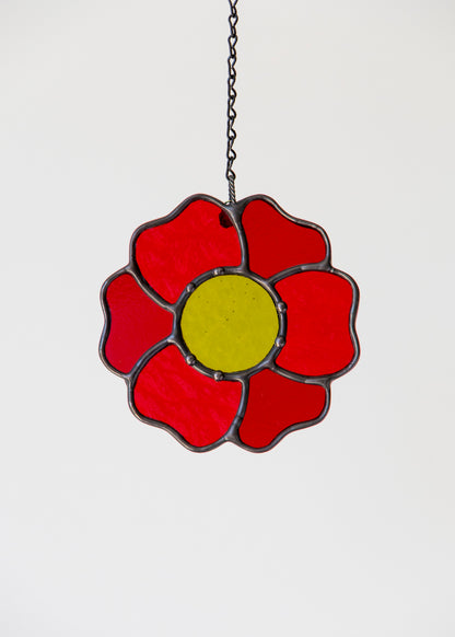 BLOSSOM SUNCATCHER "RED" • Stained Glass Art • Suncatcher