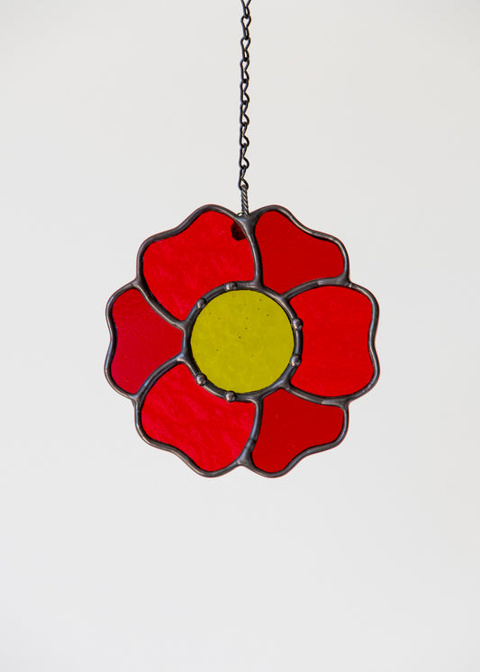 BLOSSOM SUNCATCHER "RED" • Stained Glass Art • Suncatcher