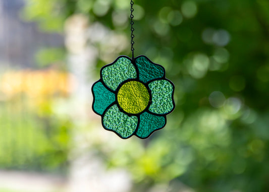 BLOSSOM SUNCATCHER "AQUA" • Stained Glass Art • Suncatcher