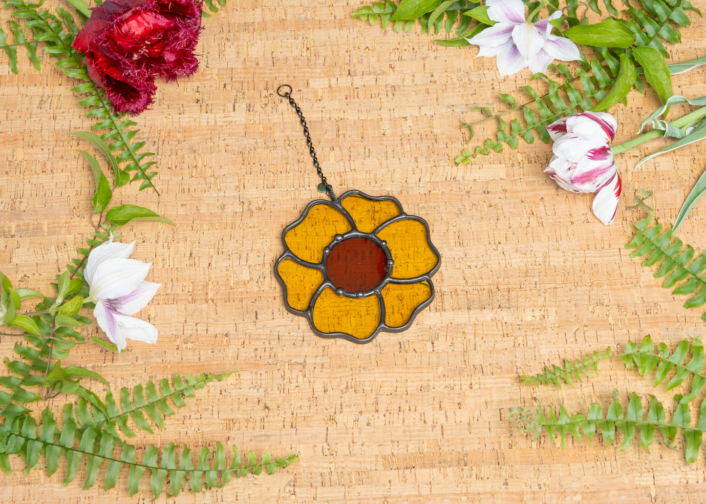 BLOSSOM SUNCATCHER "YELLOW" • Stained Glass Art • Suncatcher