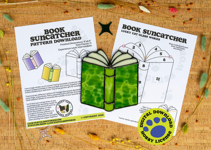 Book Suncatcher • Stained Glass Pattern • Digital Download • HOBBY LICENSE