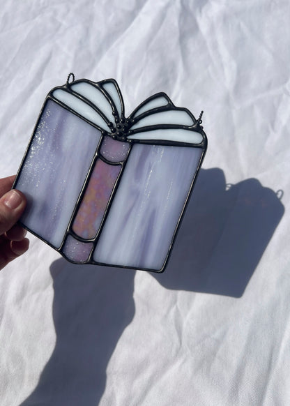 BOOK SUNCATCHER "PURPLE" • Stained Glass Art • Suncatcher