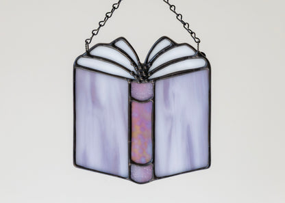 BOOK SUNCATCHER "PURPLE" • Stained Glass Art • Suncatcher