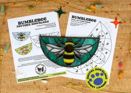 Bumblebee • Stained Glass Pattern • Digital Download • HOBBY LICENSE